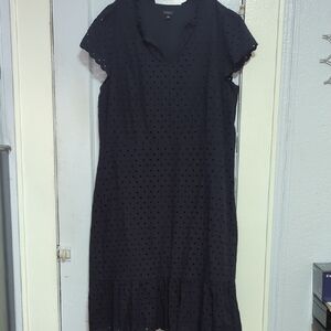 Talbots Black Flutter Sleeve Midi Sundress